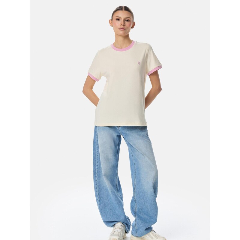 Cardio Bunny Tričko CONTRAST TRIM krémová
