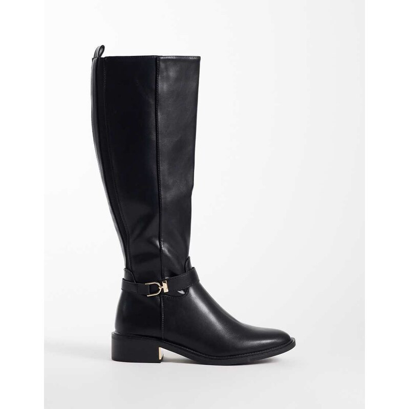 SEQWL Latte buckle riding boots in black