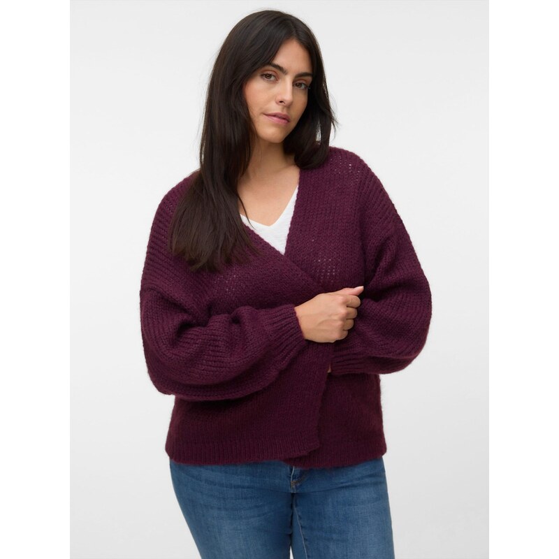 Vero Moda Curve Kardigan VMMAYBE vínově červená