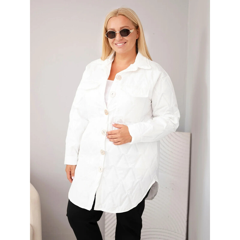 K-Fashion Dámská bunda Plus Size prošívaná s límcem a kapsami