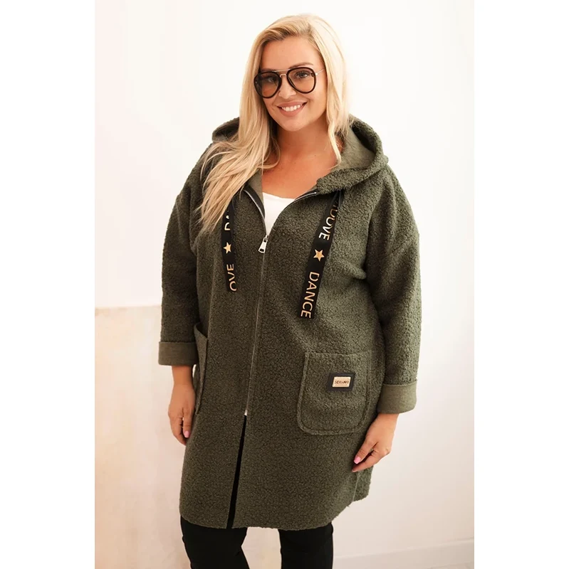 Kesi Włoski Dámský plášť Plus Size z umělé beránkové látky s