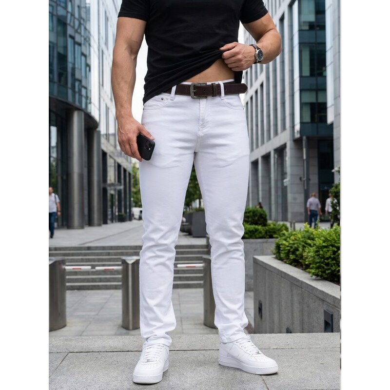 Dstreet Stylové pánské džíny v bílé barvě