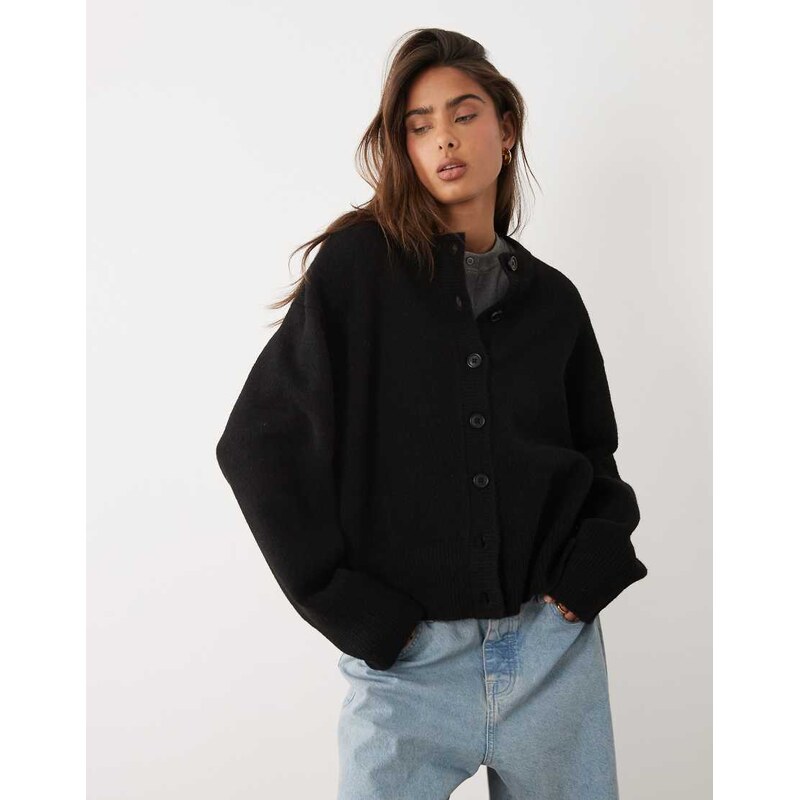 ASOS DESIGN boxy cardigan with side split detail in black