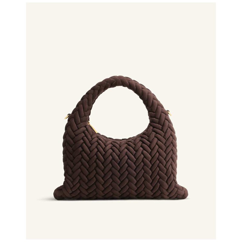 JW PEI small tote bag in brown quilted faux suede