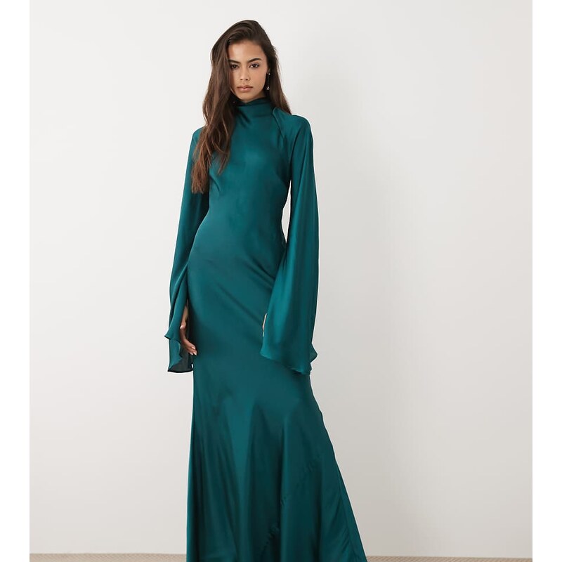 ASOS Tall ASOS DESIGN Tall satin maxi dress with split sleeve