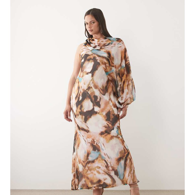 ASOS Curve ASOS DESIGN Curve draped sleeve bias maxi dress in
