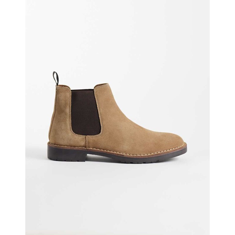 ASOS DESIGN chelsea boots in sand suede-Neutral