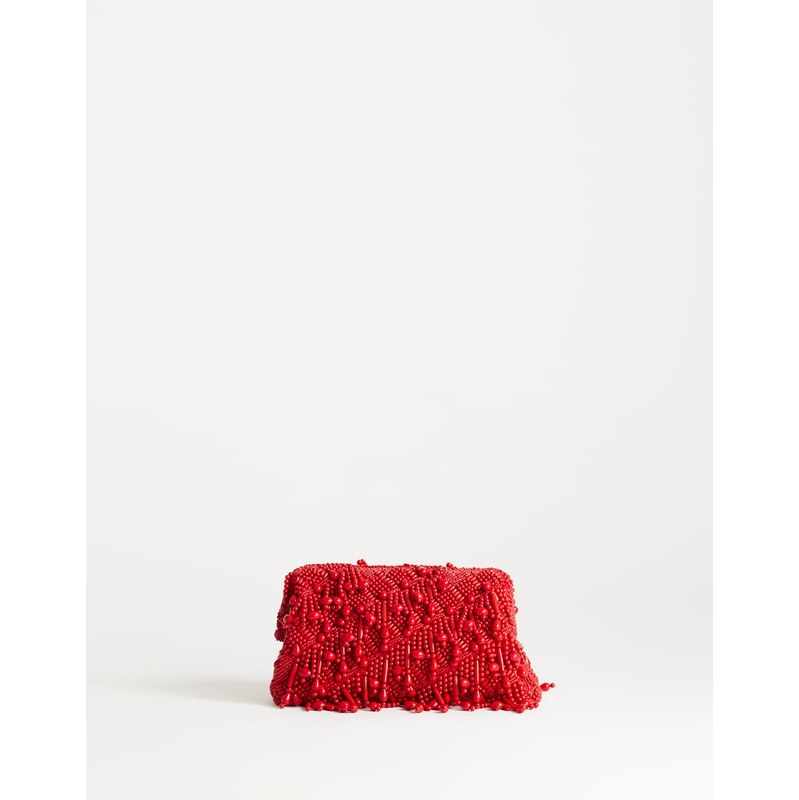 Topshop Garison bead and embellished clutch in red