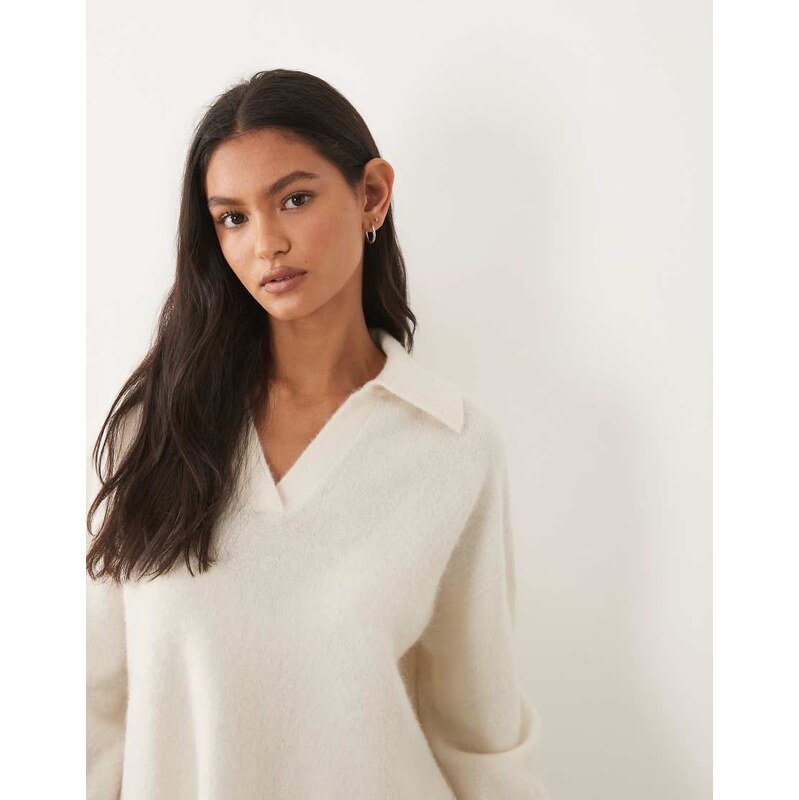 ARKET super soft alpaca wool blend polo jumper in off white