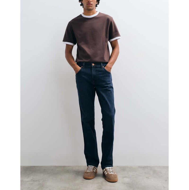 Wrangler greensboro straight leg denim jeans in indigo wash blue