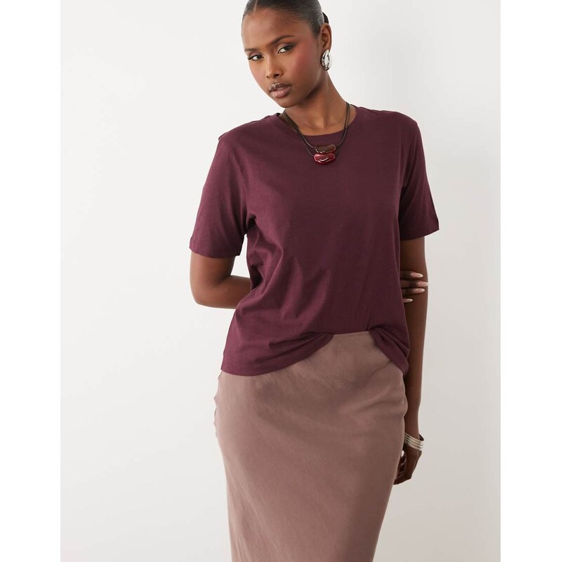 JDY regular fit t-shirt in burgundy-Red