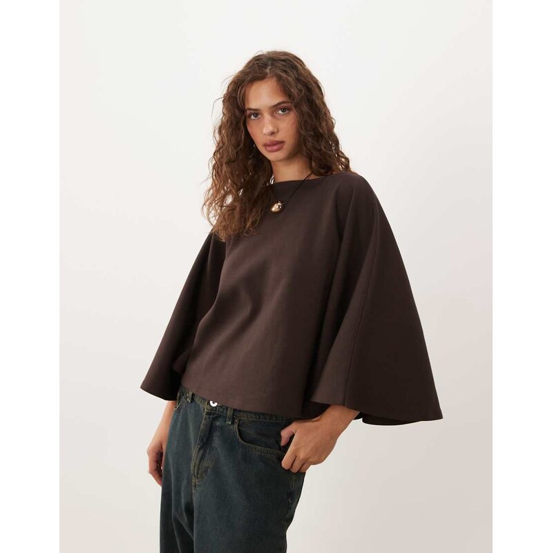 ASOS DESIGN interlock oversized cape style top in chocolate