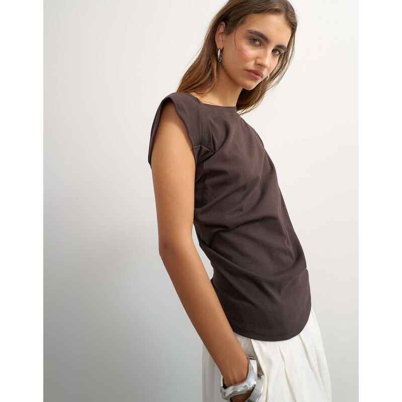 Topshop twist body tank in chocolate-Brown