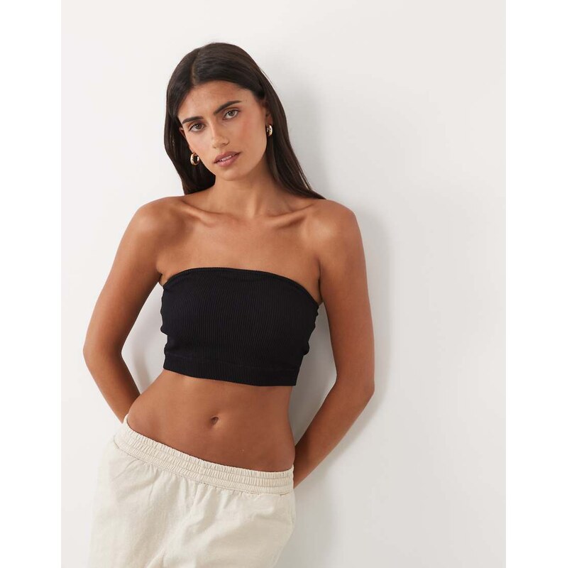 New Look seamless rib multiway bra in black