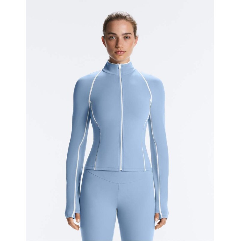 OYSHO Light warm piping technical jacket in blue