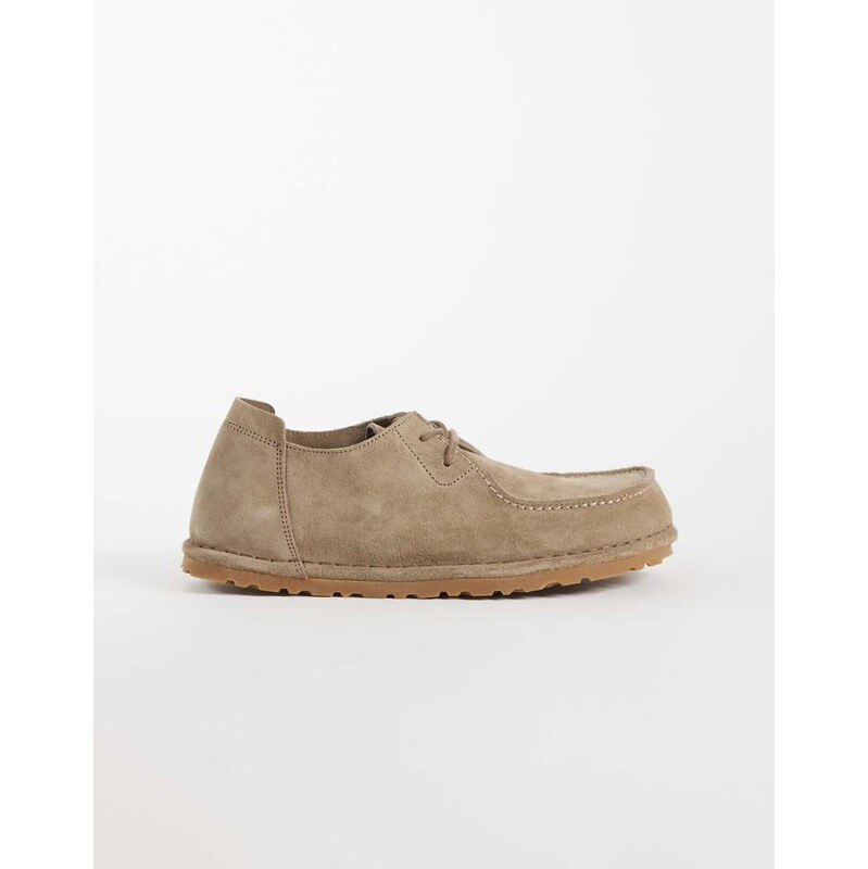 Birkenstock Utti Lace regular fit suede shoes in grey taupe