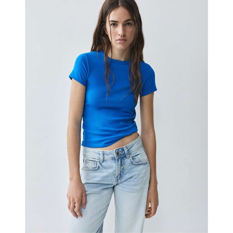 Pull&Bear Fitted short sleeve t-shirt in blue