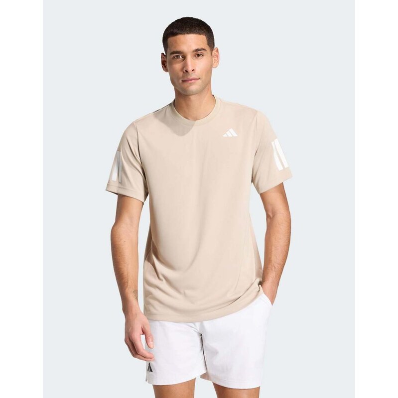 adidas performance Club tennis climacool 3-stripes tee in khaki