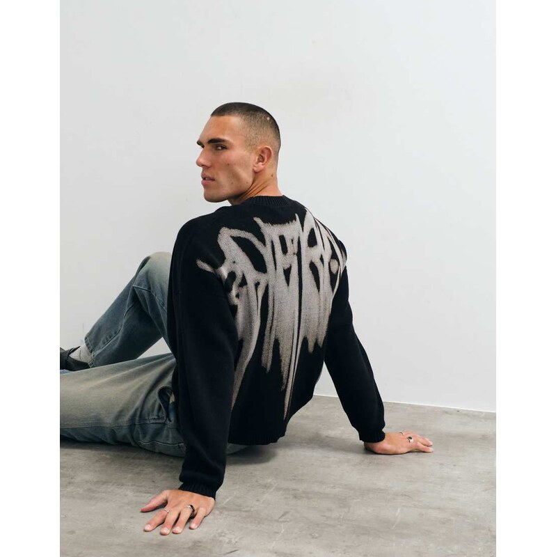 Weekday oversized jumper with energy back graphic in black