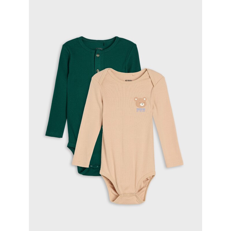 Sinsay - Bavlněné body s motivem medvídka 2 pack - zelená