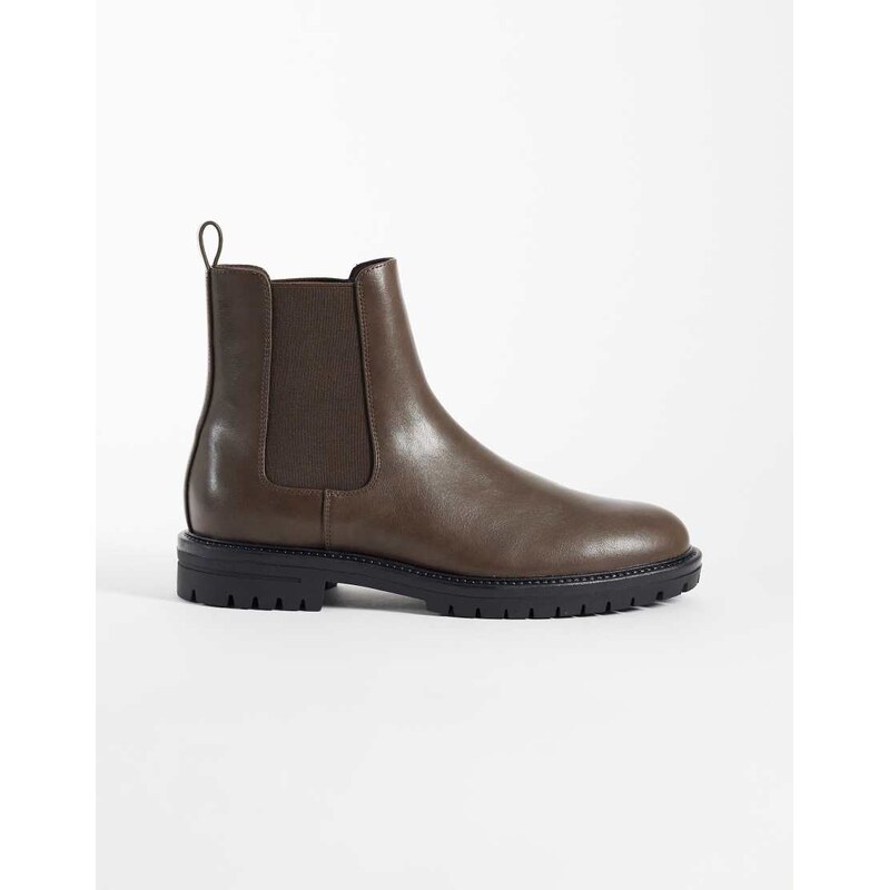 ASOS DESIGN chelsea boots with cleated sole in brown