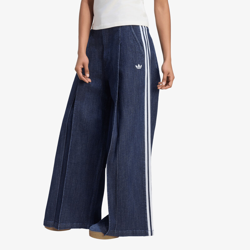 Džíny adidas Originals Denim Pleats Wide Leg Joggers Indigo