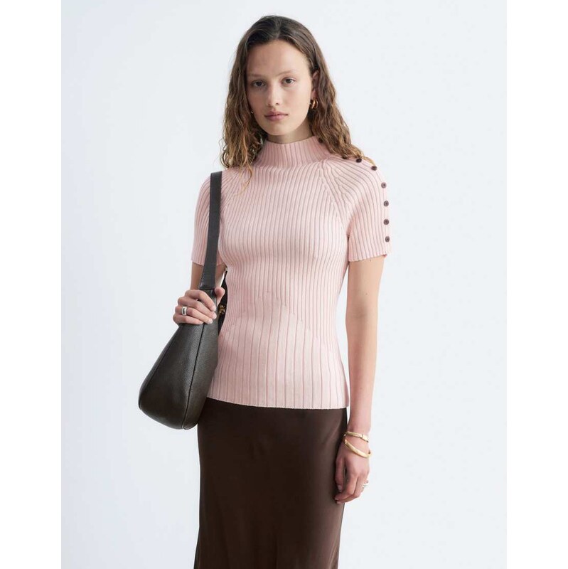 & Other Stories cotton blend short sleeve knitted top with