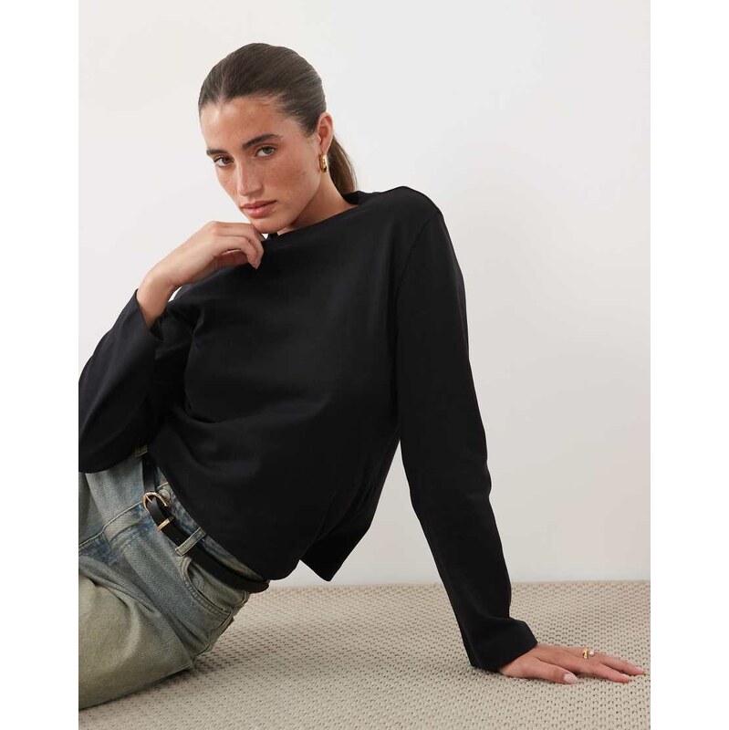 AWARE boxy fit long sleeve t-shirt in black