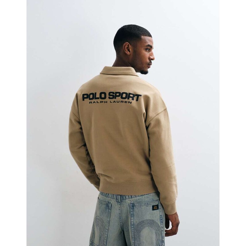 Polo Ralph Lauren bear sport back print quarter zip sweatshirt