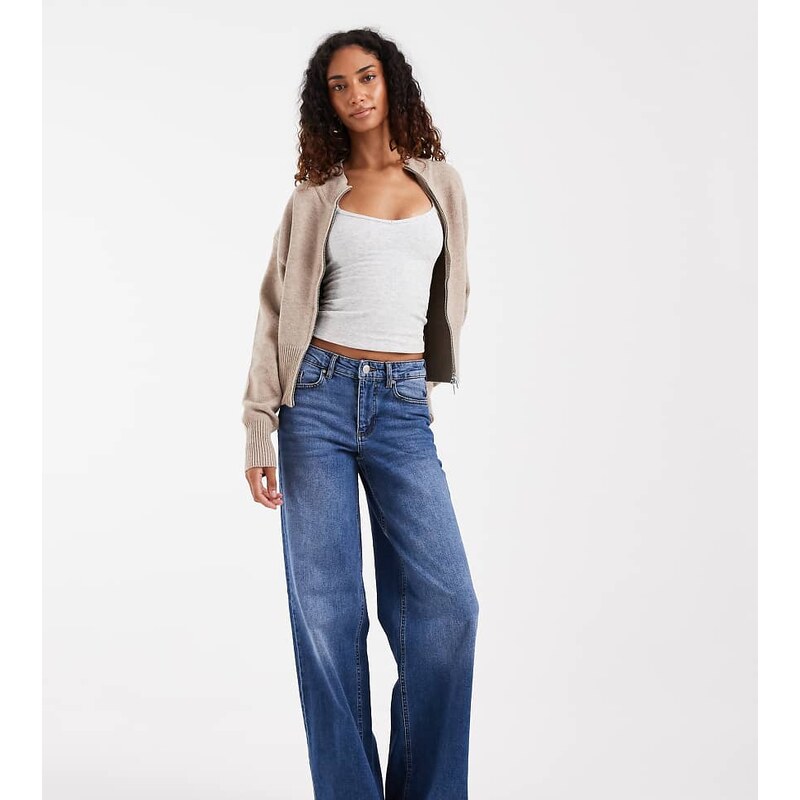 Vero Moda Tall Sandie mid rise wide leg stretch jeans in medium
