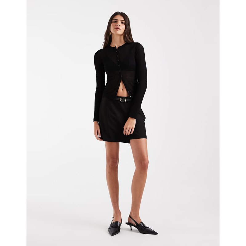 Vero Moda wrap front skort with belt in black