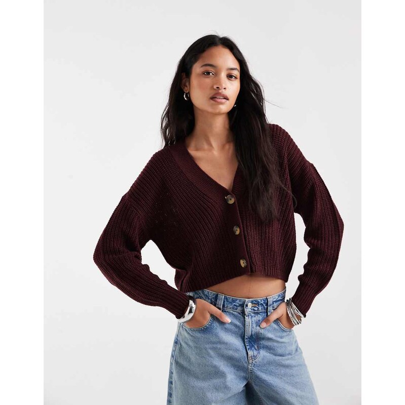 ONLY knitted cardigan in burgundy-Red