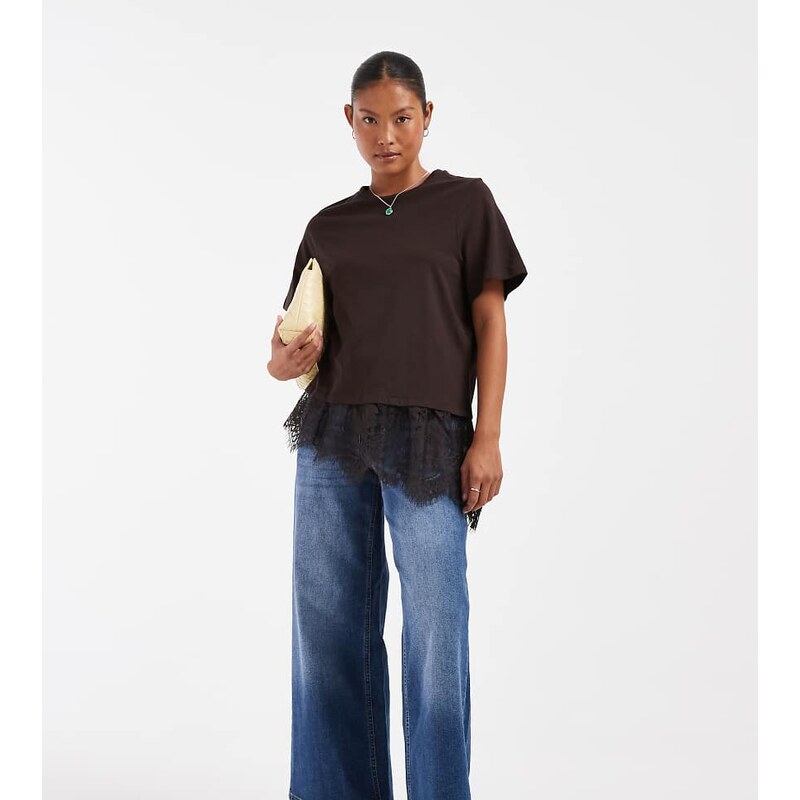 Vero Moda Petite Sandie mid rise wide leg stretch jeans in