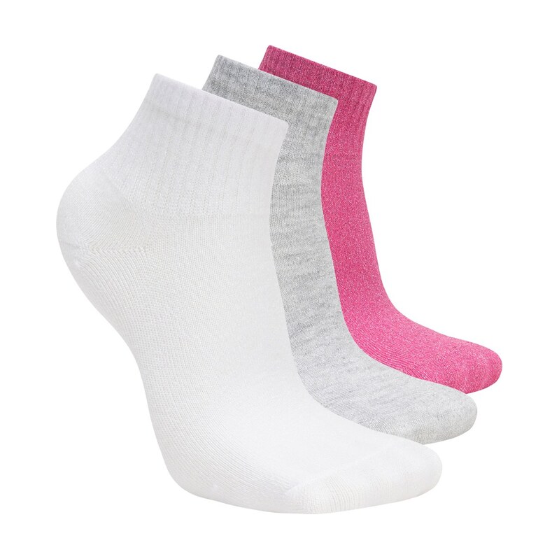 Skechers Dívky 3 Pack Quarter Crew ponožky v Fialový, Velikost