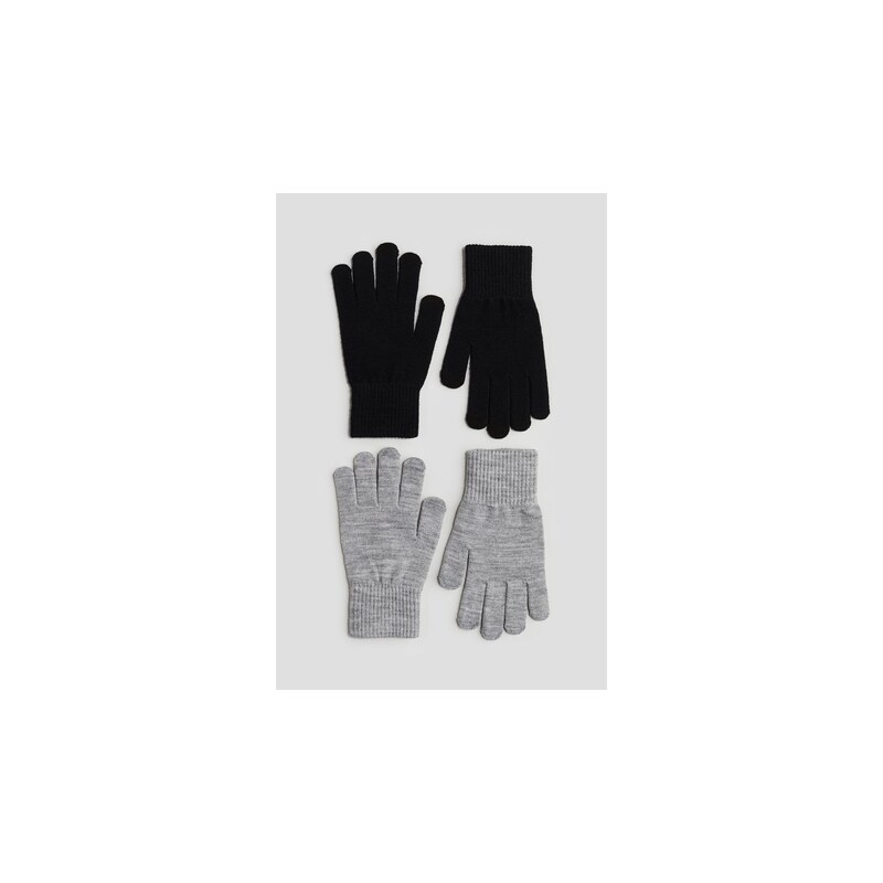 H&M - Dotykové rukavice 2 páry - Světle Šedá/Černá