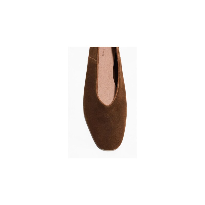 H&M - Kožené balerínky - Hnědá