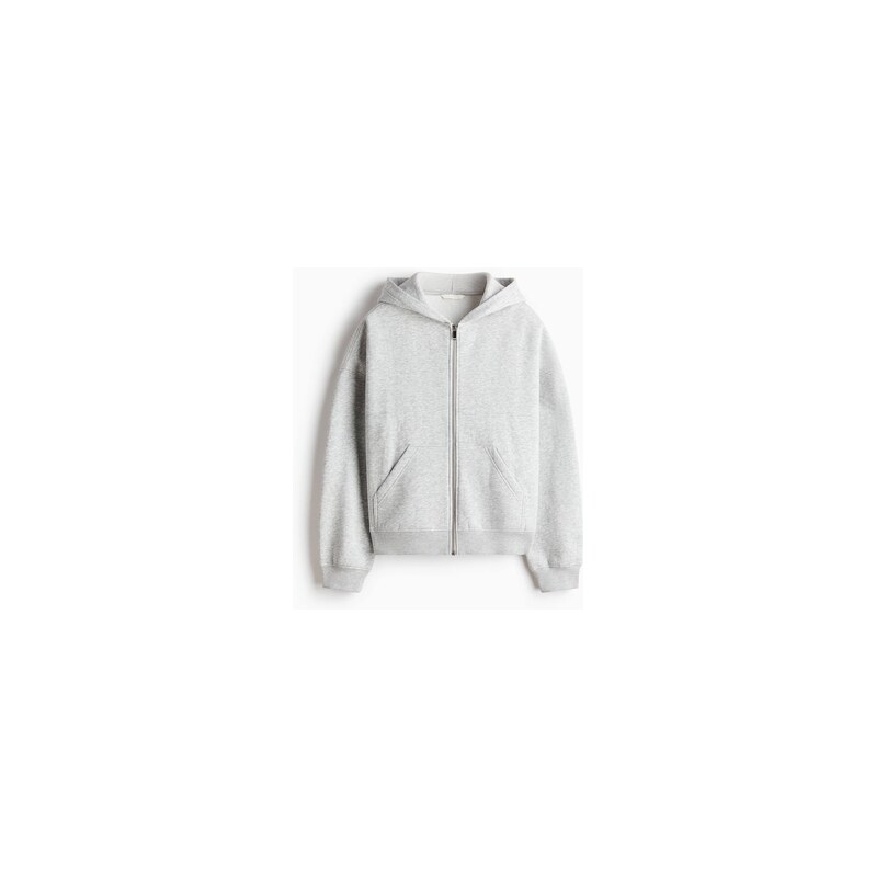 H&M - Bunda na zips kapucí - Světle Šedý Melír