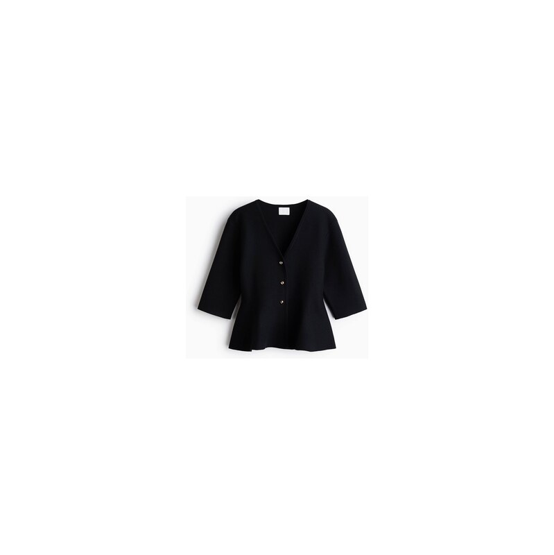 H&M - Propínací svetr peplum z jemného úpletu - Černá