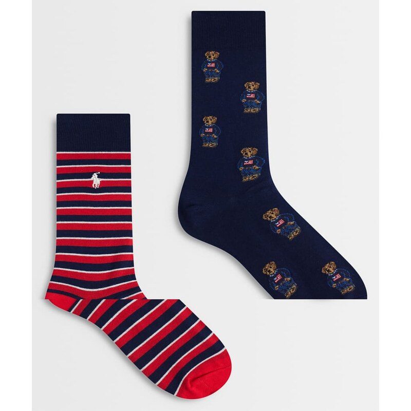 Polo Ralph Lauren bear print 2 pack crew socks in multi