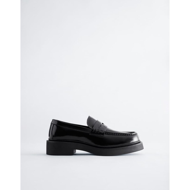 & Other Stories premium leather loafers in black