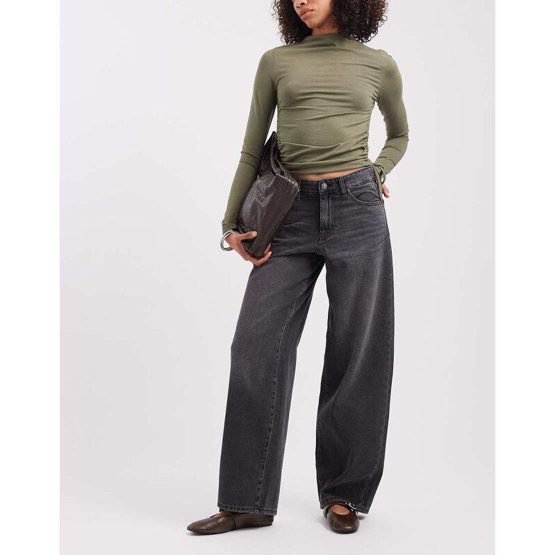ONLY Giorgia mid waist baggy jeans in washed black