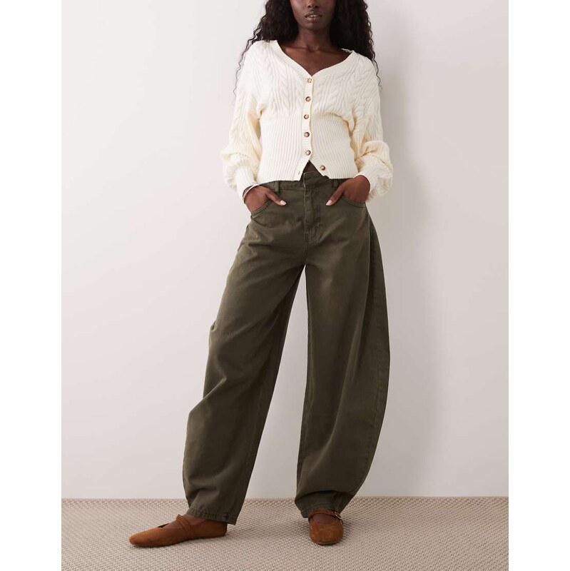 ASOS DESIGN horn leg jean in khaki-Green