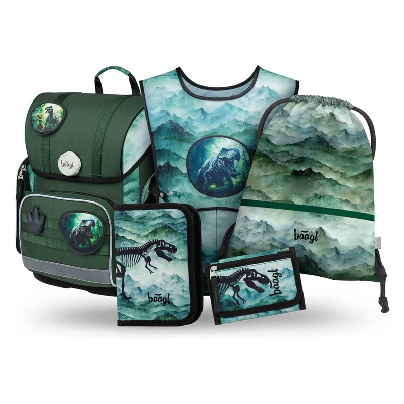 Baagl Ergo Dino Dětské Školní Set, Zelená One Size