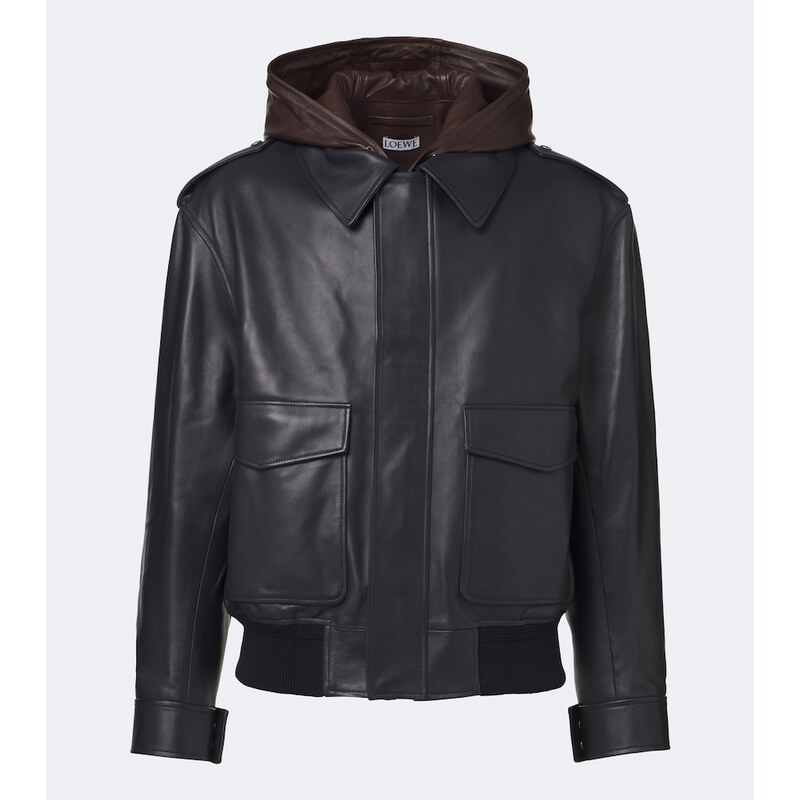Loewe Hooded leather jacket