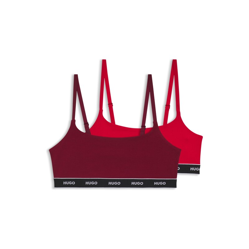 HUGO Two-pack of stretch-cotton bralettes with logo elastic