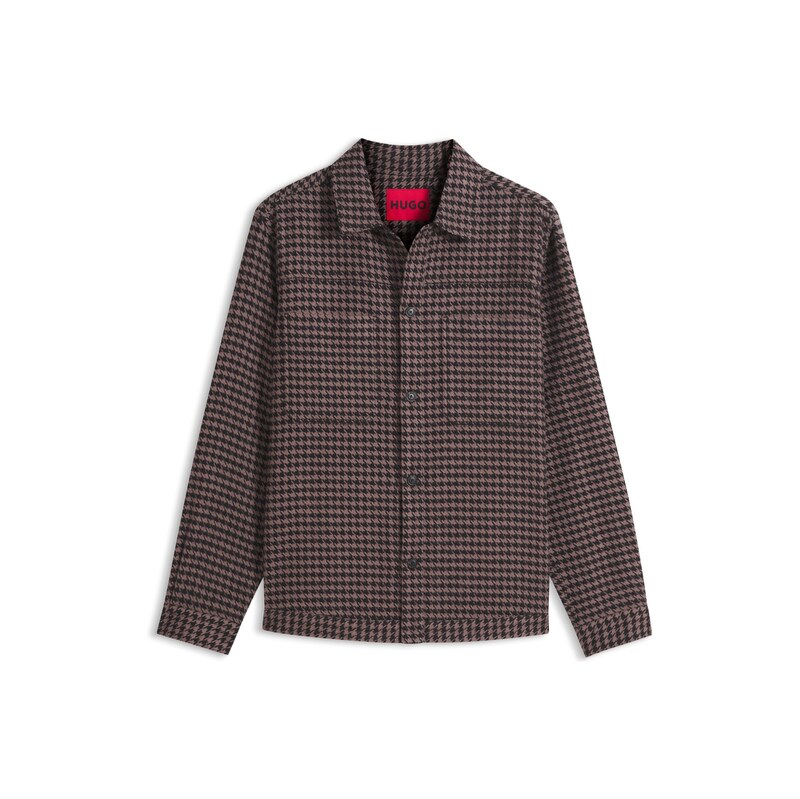 HUGO Cropped oversize-fit shirt in houndstooth cotton