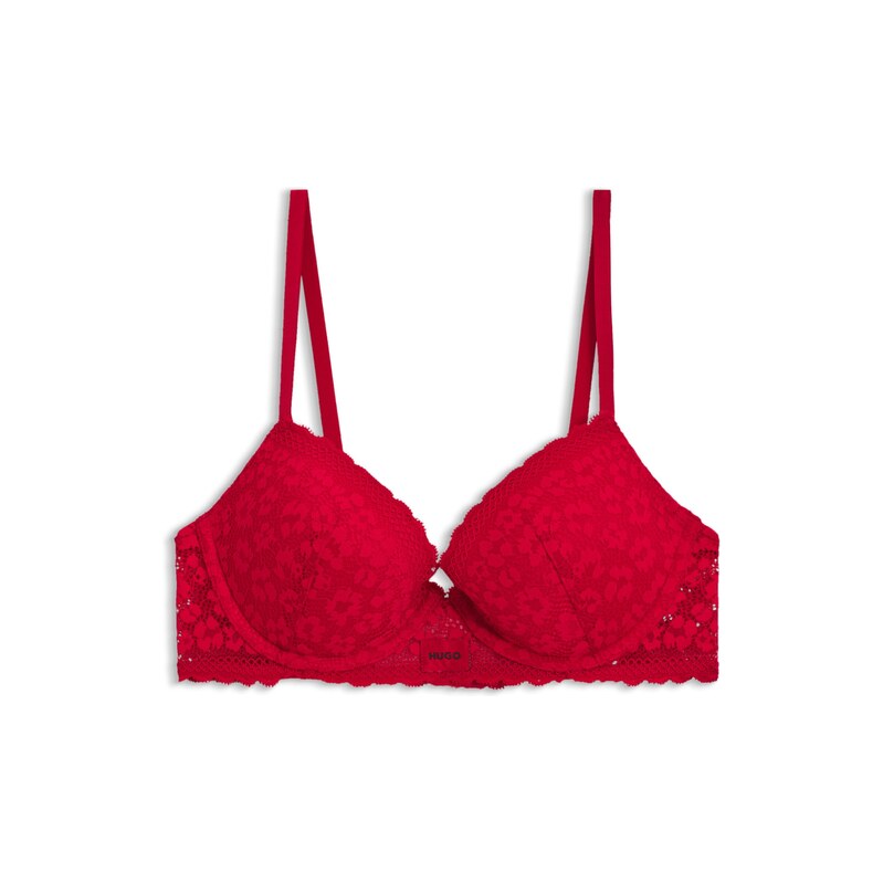 HUGO Leopard-print lace bra with push-up cups