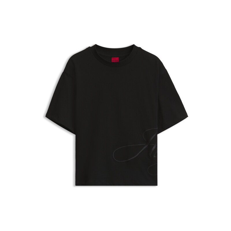 HUGO Cotton-jersey T-shirt with oversized logo embroidery