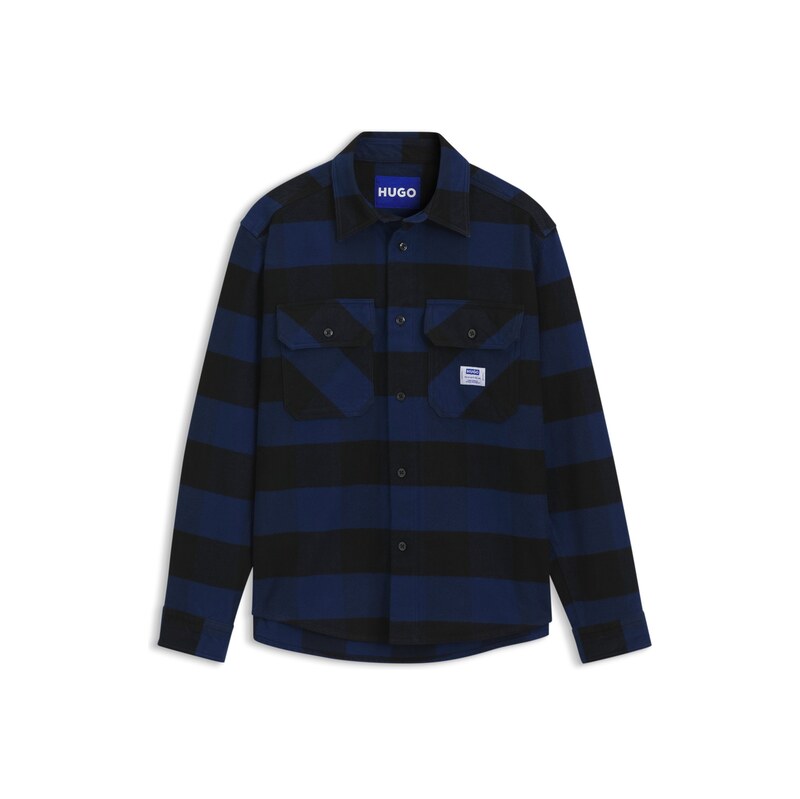 HUGO Oversized-fit shirt in buffalo-check cotton flannel