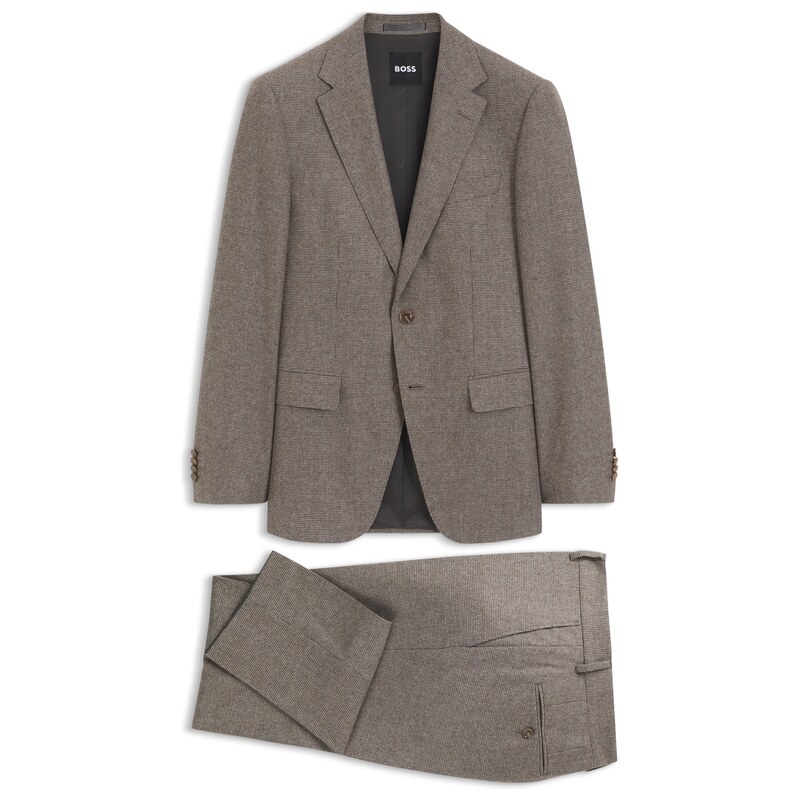 BOSS Patterned slim-fit suit in Italian virgin wool
